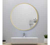 (Gold, 80cm) Large round wall mirror aluminum frame home decor