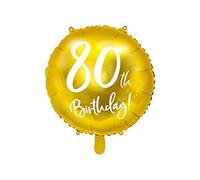 PartyDeco Balloon Gold 80th Birthday – Helium & Photo Backdrop
