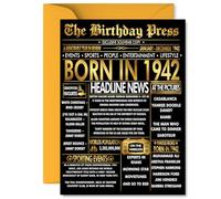 Gold 83rd Birthday Card for Men Women - Black & Golden Newspaper Born in 1942 - Happy 83 Birthday Cards for Grandad Wife Auntie Nanny Uncle Grandma, 5x7 Inch Bday Greeting Cards
