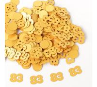 Gold 83rd Birthday Table Confetti with Circles - Pearlescent Card Decorations for Age, Bday, Anniversary or Milestone Party - Scatter or Sprinkle