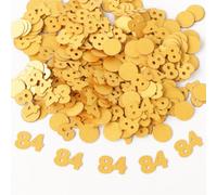 Gold 84th Birthday Table Confetti with Circles - Pearlescent Card Decorations for Age, Bday, Anniversary or Milestone Party - Scatter or Sprinkle