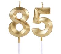 Gold 85th & 58th Birthday Candles for Cakes, Number 85 58 Candle Cake Topper for Party Anniversary Wedding Celebration Decoration