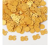 Gold 86th Birthday Table Confetti with Circles - Pearlescent Card Decorations for Age, Bday, Anniversary or Milestone Party - Scatter or Sprinkle