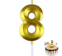 Gold 8th Birthday Candle, 3D Number 8 Cake Topper Decoration for Boys & Girls - Versatile Party Supplies for Birthdays, Wedding Anniversaries, and Corporate Celebrations