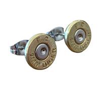 Gold 9 mm Brass Bullet Earrings with Presentation Gift Box - Handmade in the UK from Genuine Once Fired Bullet Cases