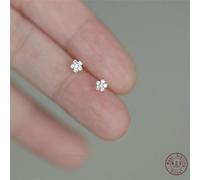 (gold) 925 Sterling Silver Plating Plated 14k Gold Pavé Crystal Five-pointed Star Earrings Women Simple Fashion Wedding Jewelry Accessories