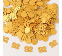 Gold 92nd Birthday Table Confetti with Circles - Pearlescent Card Decorations for Age, Bday, Anniversary or Milestone Party - Scatter or Sprinkle