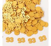 Gold 93rd Birthday Table Confetti with Circles - Pearlescent Card Decorations for Age, Bday, Anniversary or Milestone Party - Scatter or Sprinkle