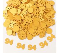 Gold 94th Birthday Table Confetti with Circles - Pearlescent Card Decorations for Age, Bday, Anniversary or Milestone Party - Scatter or Sprinkle