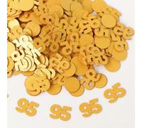Gold 95th Birthday Table Confetti with Circles - Pearlescent Card Decorations for Age, Bday, Anniversary or Milestone Party - Scatter or Sprinkle