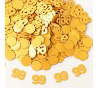 Gold 99th Birthday Table Confetti with Circles - Pearlescent Card Decorations for Age, Bday, Anniversary or Milestone Party - Scatter or Sprinkle