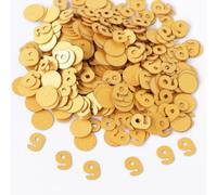 Gold 9th Birthday Table Confetti with Circles - Pearlescent Card Decorations for Age, Bday, Anniversary or Milestone Party - Scatter or Sprinkle