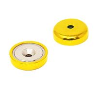 Gold A Type Neodymium Pot Magnet for Arts, Crafts, Model Making, DIY, Hobbies, Office, and Home - 32mm dia - Pack of 4