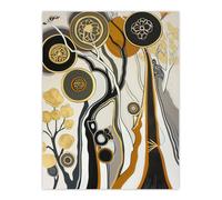 Artery8 Gold Abstract Mandala Tree Wildflowers Forest Living Room Extra Large XL Wall Art Poster Print