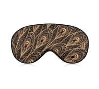 Gold Abstract Peacock Feathers Soft Sleep Mask with Adjustable Strap Eye Masks Cover Blocks Light for Women Men
