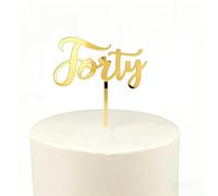 Gold Acrylic Forty Cake Topper, 40th Birthday Party Cake Decoration for Women & Men, Cheer to 40 Cake Pick for 40th Anniversary Party Supplies (gold)