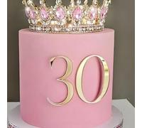 Gold Acrylic Number 30 Cake Topper, Happy 30th Birthday Cake Side Decoration,Thirty Years Old Cake Pick Decoration For 30th Anniversary Party Supplies (30-2)