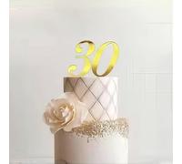 Gold Acrylic Number 30 Cake Topper, Happy 30th Birthday Cake Side Decoration,Thirty Years Old Cake Pick Decoration For 30th Anniversary Party Supplies (30)