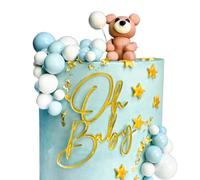 Gold Acrylic 'Oh Baby' Cake Topper - Elegant Decoration for Baby Shower, Gender Reveal & Kids Birthday Parties