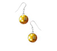 GOLD Acrylic Rhinestone gem Dangle Earrings on 925 Sterling Silver Hooks Handmade