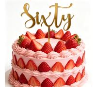 Gold Acrylic Sixty Cake Topper, Happy 60th Birthday Cake Decoration, 60 Years Old Cake Pick Decoration For 60th Anniversary Celebrating Party Supplies