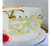 Gold Acrylic Taurus Zodiac Sign Cake Topper,Taurus Season Energy/12 Zodiac Constellation Theme Birthday Cake Decor,April/May Decorations for Wedding Birthday baby showers Party Decoration