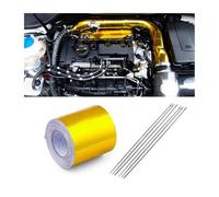 Gold Adhesive Backed Heat Barrier Tape, 2" x 16.4' (5M) Heat Shield Reflective Tape Wrap Roll, Aluminum Foil High-Temperature Insulation Roll for Car Intake Pipe, Engine Bay etc. (2" x 16.4')