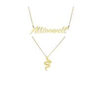 Gold All Too Well Snake Reptile Album Double Layer 2 Piece Bundle Charm Chain Costume Y2K Aesthetic Girls Womens Ladies Fashion Costume Choker Outfits Accessories Gifts Jewellery Necklace