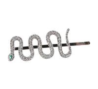 Gold Alloy Snake Hair Ornament with Shining Rhinestone Hair Clip Embedded
