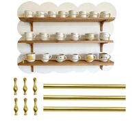 Gold Aluminum Front Fence Guardrail 3 Packs, Prevent Cup & Decor From Falling Shelf Guard Rail, Easy to Install Fence Rod for Kitchen Shelves(Gold C,25in(64cm))