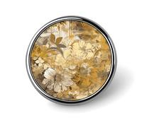 Gold And Beige Flowers Round Badge Cute Brooch Hats Jackets Decor Personalized Lapel Pin Clothing Jewelry Accessories for Wedding Party Gift