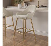 Gold and Beige Upholstered Kitchen Stool with Back - Colbie