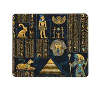 Gold And Black Ancient Egyptian Gods Hieroglyphs Mouse Mat With Stitched Edges Mousepad Non-Slip Rubber Base Mousemat For Home Laptop Work 25X30Cm