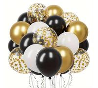 Gold and Black Balloons set 60 Pcs Gold White and Black Confetti Balloons for Birthday Wedding Graduation New Year Anniversary Party Decorations