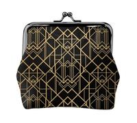 Gold and Black Colors, PU Leather Coin Purse, Small Wallets, Change Pouch with Kiss Lock Clasp Buckle, Change Purse