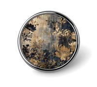 Gold And Black Flowers Badges Circle with Button Design, Personalized Picture Pin Brooches, Round Badge Holders for Decorate Hat Shirt Clothing Bag Accessories