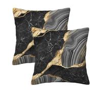 Gold and Black Grey Marble Farmhouse Throw Pillow Covers 18x18 Inch Modern Summer Pillow Case Soft Pillowcase Cushion Covers Set of 2 for Sofa Bed Bedroom Car Chair Living Room Home Decor
