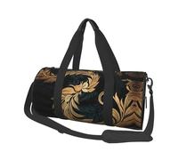 Gold And Black Pattern Travel Duffel Bag Sports Gym Bag, Lightweight Overnight Weekender Bag With Shoes Compartment Yoga Gym Sports Bag For Men Women