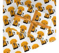 Gold and Black Personalised Football Shirt Wrapping Paper Custom Birthday Gift Wrap - For Him Mens Dad Father's Day Christmas Boys Kids Adult - Any Name & Number - 1 Sheet (50cm x 65cm)