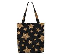 Gold And Bronze Bright Stars,Reusable Grocery Bags Shopping Tote Bags Large Capacity Canvas Shoulder bag