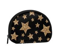 Gold and Bronze Bright Stars, Women's Storage Bag Shell Makeup Bag Small Coin Purse Shell Change Pouch