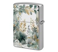 Gold and Green Leaves Lighter Case Pouch Double-Sided Metal Lighter Sleeve Scratch & Drop Resistant Lighters Protector Fits Standard Kerosene Lighters Pocket Protective Cover for Camping Party