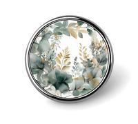 Gold And Green Leaves Round Badge Cute Brooch Hats Jackets Decor Personalized Lapel Pin Clothing Jewelry Accessories for Wedding Party Gift