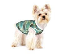 Gold And Green Weave Textured,Cotton Sleeveless Pet T-Shirt Soft Stretchy Puppy Breathable Vest,L