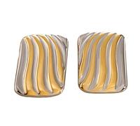 Gold and Silver Geometric Studs Earrings Elegant Geometry Two Tone Ear Accessories Modern Women's Jewelry Geometric Earrings