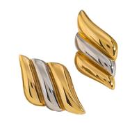 Gold and Silver Geometric Studs Earrings Elegant Geometry Two Tone Ear Accessories Modern Women's Jewelry Geometric Earrings