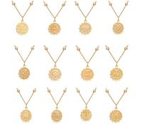 Gold and Silver plated 12 Zodiac Sign Gold Card Fashion Jewellery 12 Constellation coin Pendant Necklace For Women Birthday Gifts L2 (Scorpio Gold)