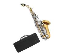 Gold and Silver Soprano Saxophone B E Tuning Gold Lacquer Beginner Complete Set Including Boxed Mouthpiece and Reeds Beginner Saxophone