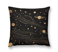 Gold and Silver Space Themed Soft Plush Throw Pillow Cover Modern Decorative Pillow Case Farmhouse Cushion Cover with Hidden Zipper for Couch Sofa Bed Outdoor Home Decor 22 "x22