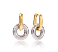 Gold and Silver Two Tone Knot Earrings for Women Gold Statement Earrings Elegant Chunky Double Hoop Earrings Mixed Metal Fashion Dangle Geometric Drop Earrings, M, Copper, No Gemstone